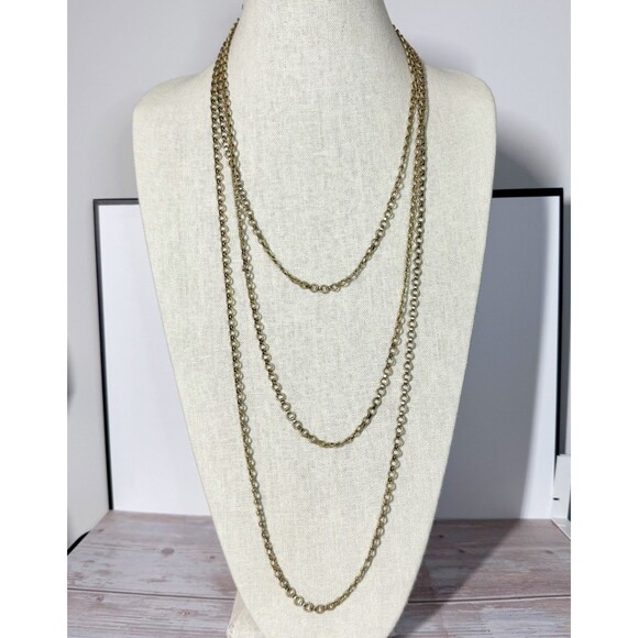 Vintage Rope Length Long Unique Chains Necklace Book Chain Chunky 88” Gold Tone - Picture 1 of 8